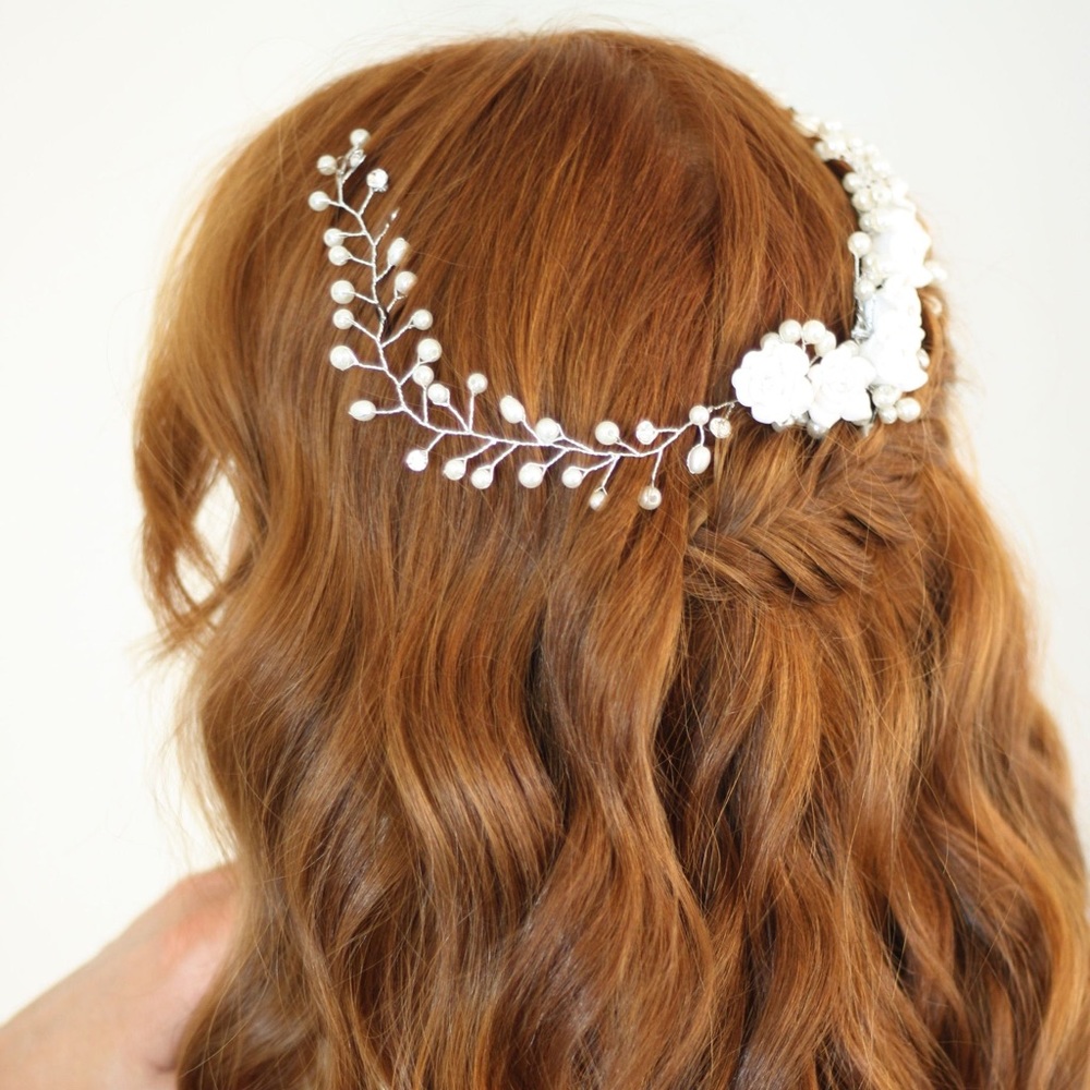 BRIDAL - Floral & Pearls Hair Vine Comb
